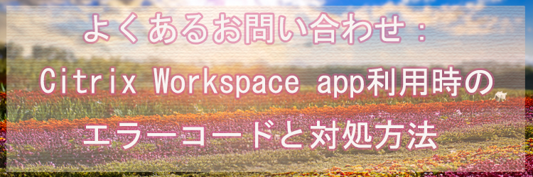 よくあるお問い合わせ：Citrix Workspace app利用時のエラーコードと切り分け方法
