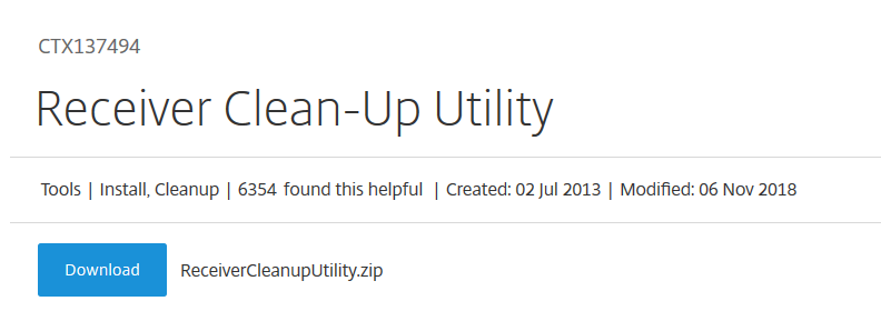 Receiver Clean-up Utility 手順1