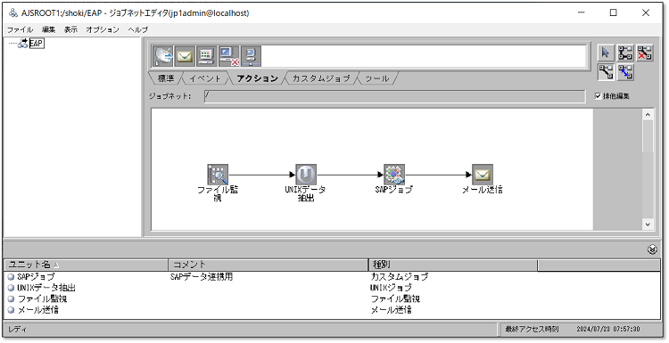 ジョブネットエディタ画面