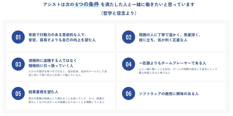 アシストの求める人物像