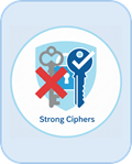 鍵と安全性のアイコン。Strong Ciphers
