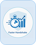 時計と速度計のアイコン。Faster Handshake