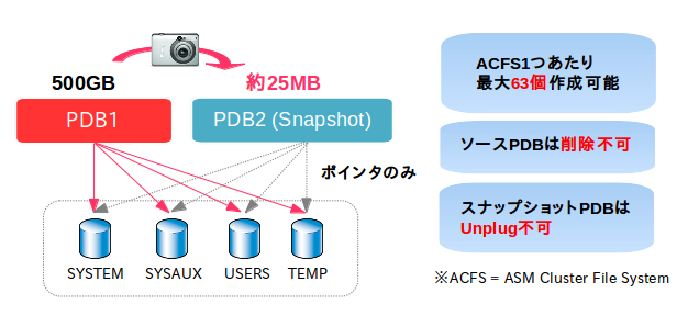 ACFSスナップショットを使用したPDBのクローン