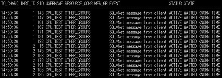 gv$session（制限内：7セッションがCPUを使用）