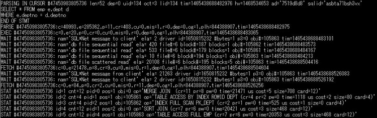 TKPROFで整形前のSQLトレース