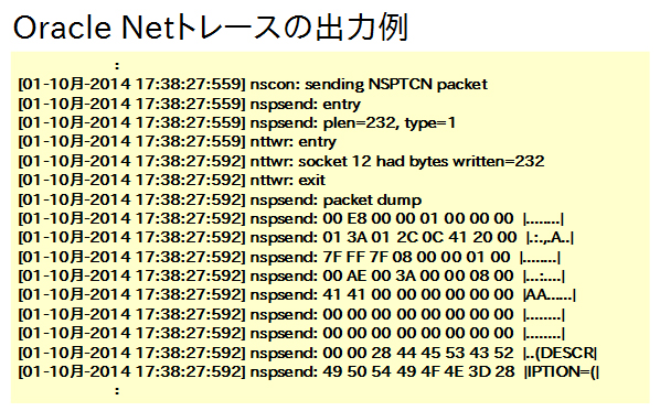 図15：Oracle Netトレースの出力例