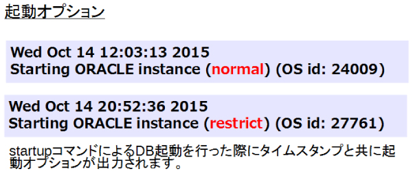 図10：データベース起動時のアラートログ（START）