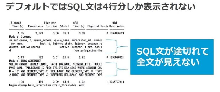 図3：StatspackレポートのSQL情報抜粋