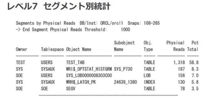 図11：Statspackレポートのセグメント情報抜粋