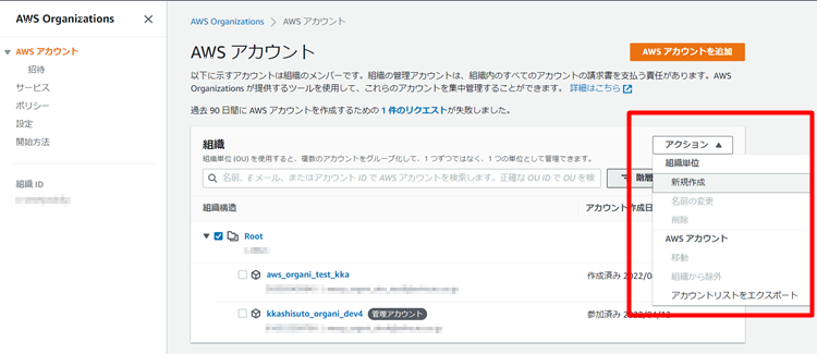AWS Organizationsの設定方法