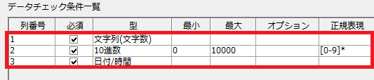 データチェック条件一覧