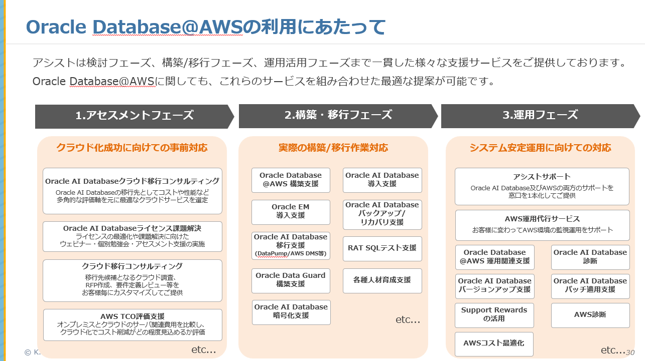 Oracle Database@AWS 支援内容