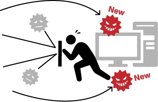 従来のマルウェア対策はウイルスの速度にアップデートが追い付かないことがある