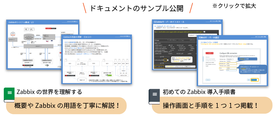 Zabbixお手軽監視パックのオリジナルドキュメントイメージ