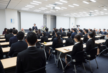 話を聞く新入社員