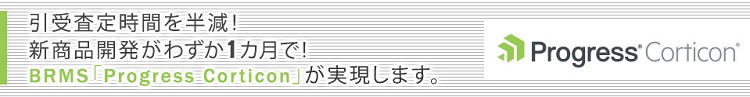 引受査定時間を半減！ 新商品開発がわずか1ヵ月で！ BRMS「Progress Corticon」が実現します。