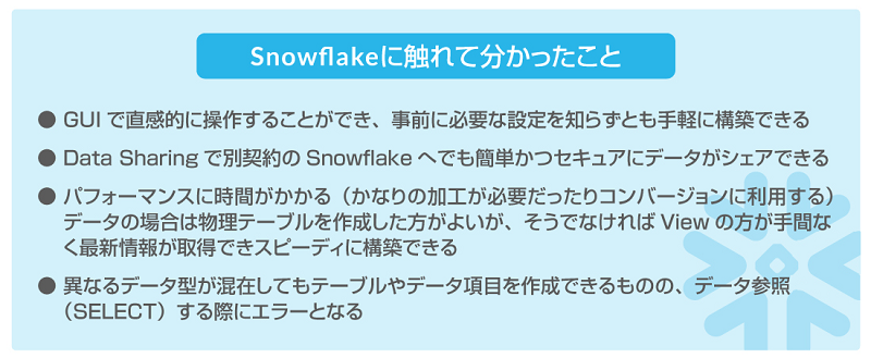 Snowflakeに触れて分かったこと